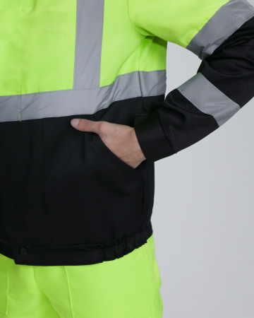 Костюм Дорожник с укороченной курткой (тк.Смесовая,210) п/к, лимонный/черный