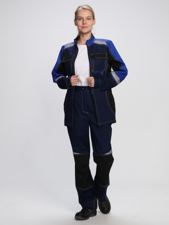 Костюм женский Формула-1 (тк.Смесовая,240) брюки, т.синий/васильковый/черный