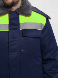 Куртка зимняя Бригада NEW (тк.Смесовая,210), т.синий/лимонный