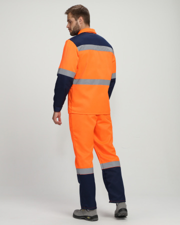 Костюм дорожника ROAD WORK (тк.Смесовая,210) п/к, оранжевый/т.синий
