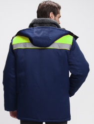 Куртка зимняя Бригада NEW (тк.Смесовая,210), т.синий/лимонный