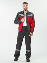 Костюм Вираж-1 IMP (тк.Смесовая,260) брюки, т.серый/красный