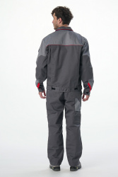 Костюм Союз-Профессионал-1 IMP (тк.Смесовая,240) брюки, т.серый/св.серый/красный