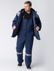 Куртка зимняя Экспертный-Люкс NEW (Смесовая, 210), темно-синий/серый