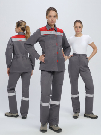 Костюм женский Веснис-1 СОП (тк.Смесовая,210) брюки, т.серый/красный