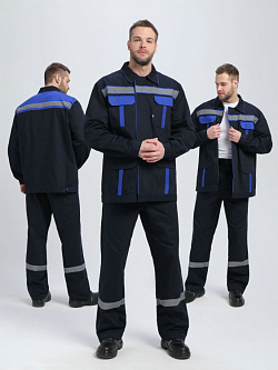 Костюм для ИТР СОП UZ (тк.Саржа,250) брюки, т.синий/васильковый