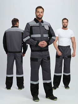 Костюм ProfLineBase-2 (тк.Твил,210) п/к, т.синий/черный/васильковый