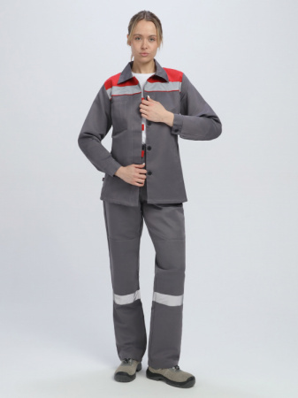 Костюм женский Веснис-1 СОП (тк.Смесовая,210) брюки, т.серый/красный