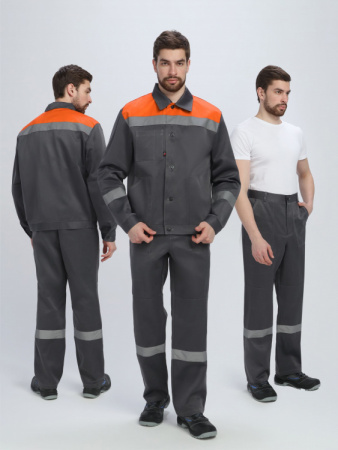 Костюм Лигор-1 СОП (тк.Смесовая,210) брюки, т.серый/оранжевый