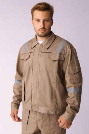 Костюм Кос_021 (тк.Саржа,250) брюки, бежевый/коричневый