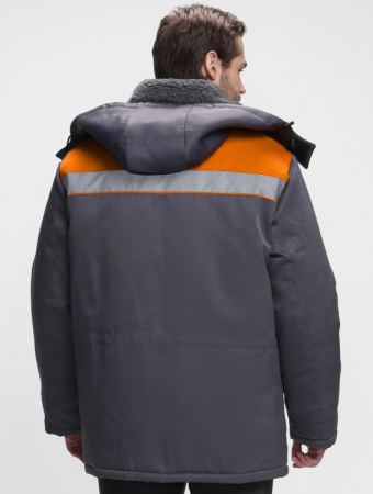 Куртка зимняя Бригада NEW (тк.Смесовая,210), т.серый/оранжевый