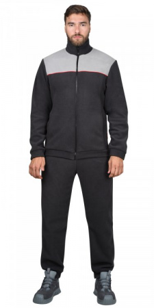 Куртка флисовая тёмно-серая со светло-серым, красный кант (ФАВОРИТ)