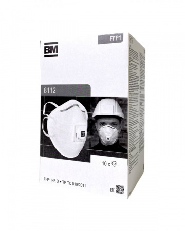 Респиратор ВМ-8112 NR D FFP1 (4 ПДК) с клапаном, чашеобразная, от аэрозолей (инд.упак.1х100)