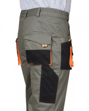 Костюм СИРИУС-МАНХЕТТЕН куртка. брюки оливковый с оранжевым и чер. тк. мех. стрейч пл 260 г/кв.м