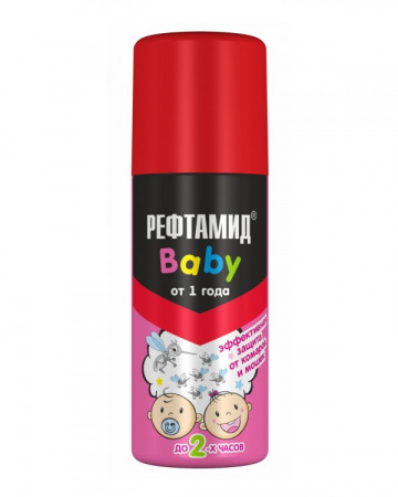 Аэрозоль - Репелент Рефтамид® для всей семьи, Baby от 1 года, (комар, мошка), 100мл/15 шт. в уп