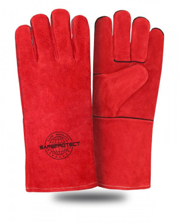 Краги спилковые Safeprotect ЯМАЛ красные (флисовая подкладка) р. 10,5