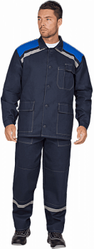 Костюм МОНТАЖ летний, т/синий-василек, 100% х/б (Куртка+брюки)