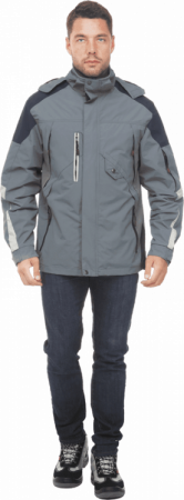 Куртка-штормовка РЕСПЕКТ, серый-т/синий