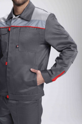 Костюм Фаворит-1 СОП усиленный IMP (тк.Смесовая,210) брюки, т.серый/серый/красный