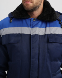 Куртка зимняя Стандарт (тк.Смесовая,210), т.синий/васильковый